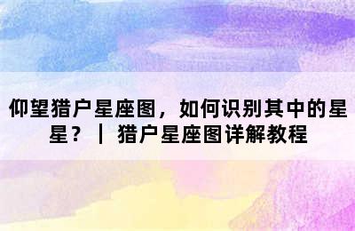 仰望猎户星座图，如何识别其中的星星？｜ 猎户星座图详解教程